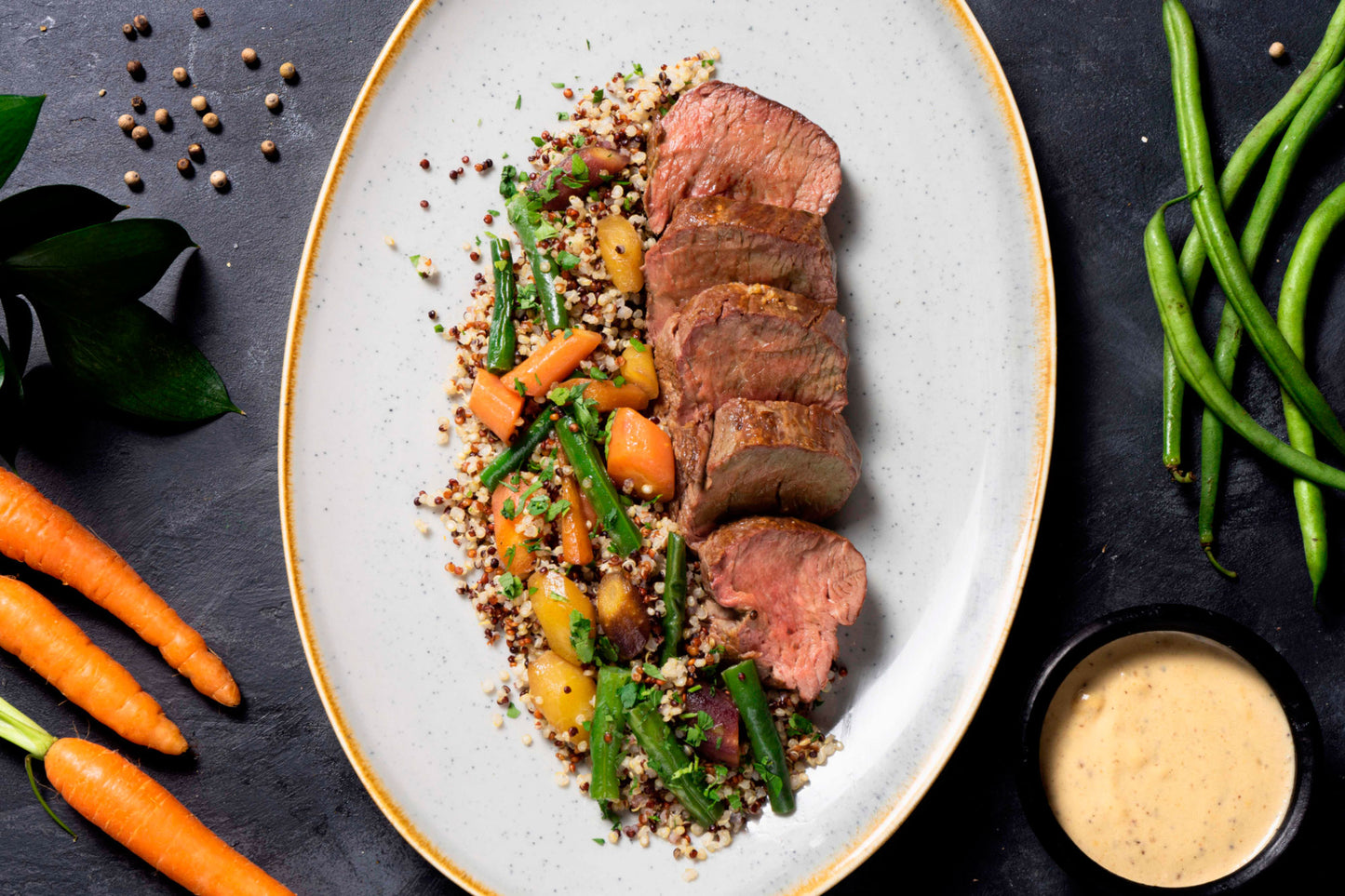 Cena Romántica a domicilio con Lomo en Salsa de pimienta